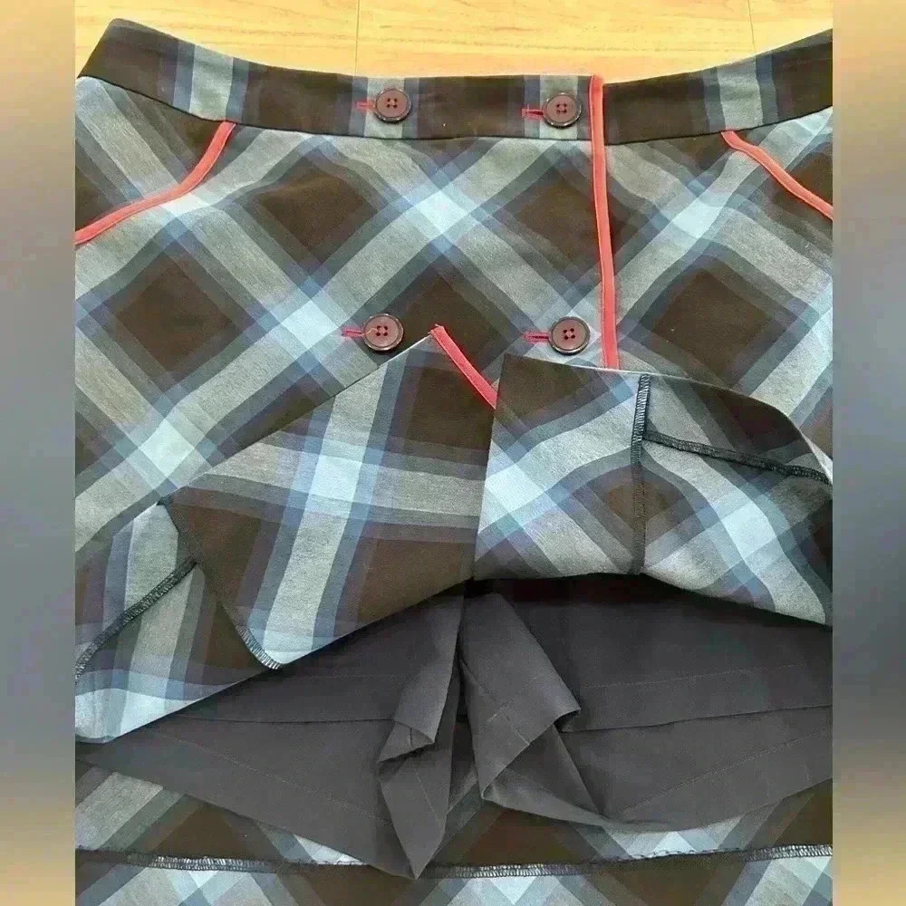 Cutter & Buck golf skort blue red geometric design sz 14 zipper buttons like new - Picture 4 of 6